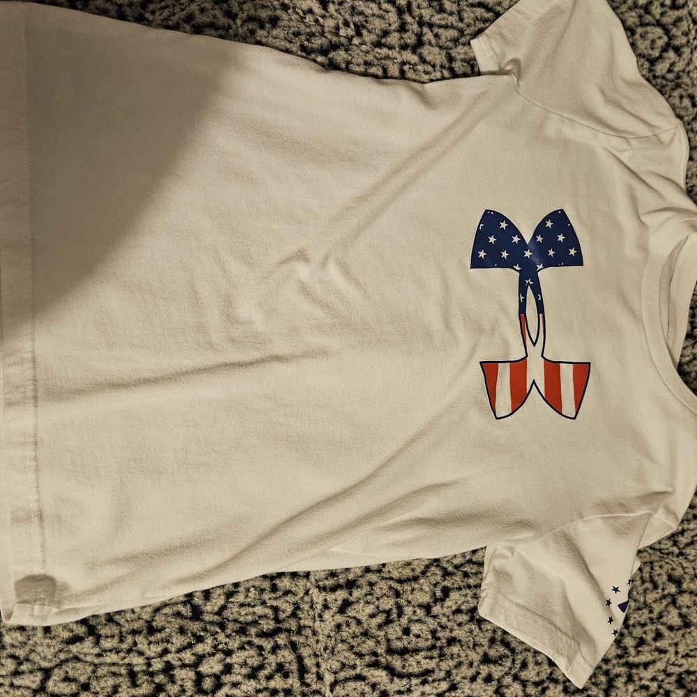 Under Armour Kids White Tee with Patriotic Logo